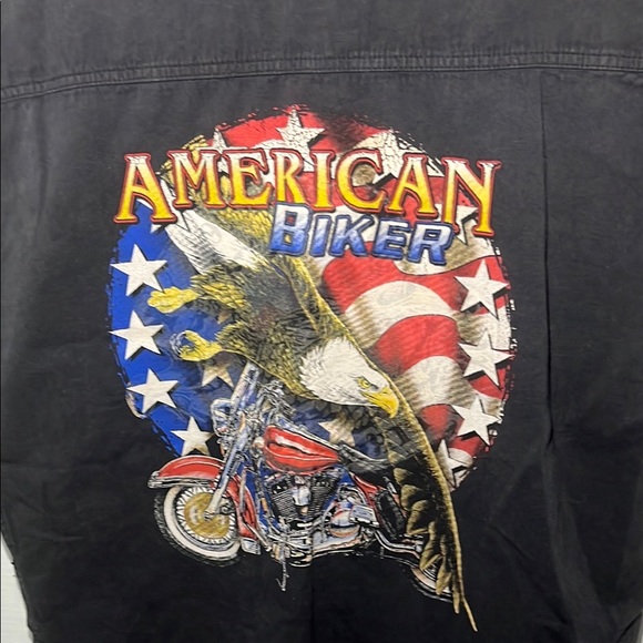 Black Distressed Denim biker Vest - Picture 4 of 4